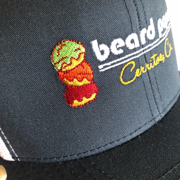 Beard Papa Navy & White Trucker Snapback Cap Hat w Embroidered Cream Puffs NWT - Picture 4 of 13